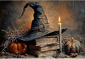 Eiazuiks Halloween Stamping Cross Stitch Kit, Witch Halloween Counting Cross by Eiazuiks