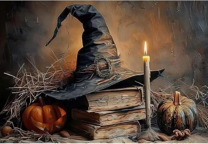 Eiazuiks Halloween Stamping Cross Stitch Kit, Witch Halloween Counting Cross by Eiazuiks