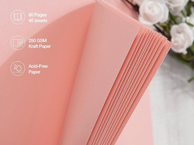 potricher 10 x 10 Inch DIY Scrapbook Photo Album 80 Pages Thick Kraft Blank - Image 5