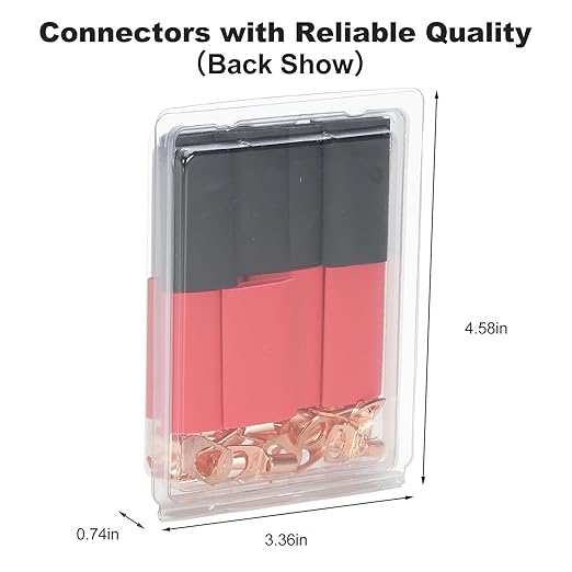 Thick Copper Electric Wire Lugs,20Pcs Bare Copper Gauge 12-10Awg-5/16(M8) Ring Heavy Duty Battery Cable Lugs Ends Ring Terminals Connectors with 20Pcs 3:1 Heat Shrink Tubing Assortment Kit