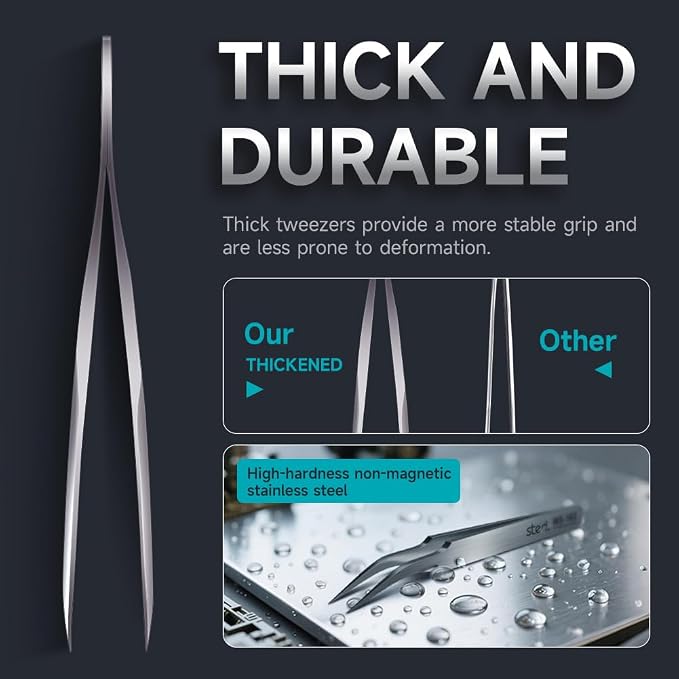 stedi 2PCS Precision Thickened Tweezers Set, Model Hobby Making Tools | - Image 2