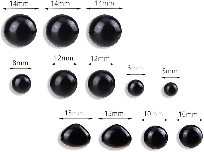 190 PCS 5mm-14mm Solid Black Eyes - Image 5