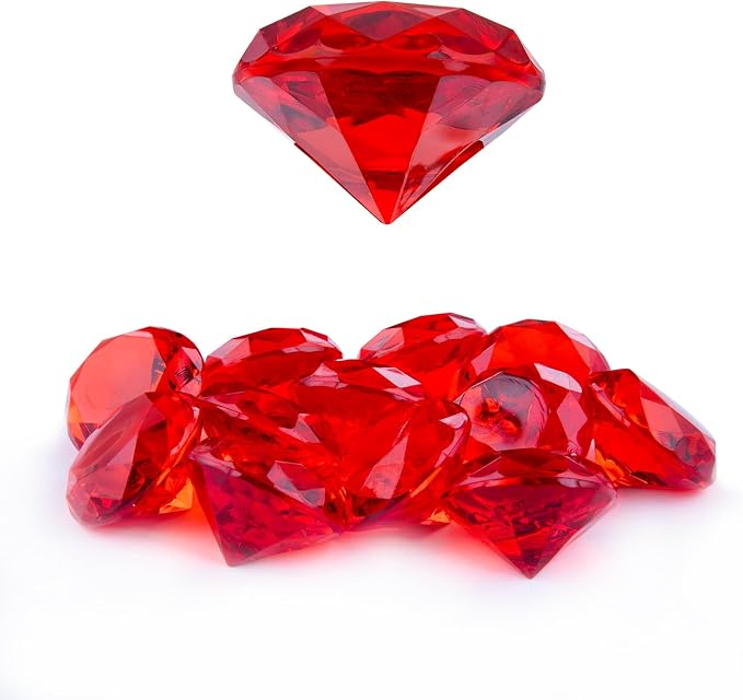 Niceup 26PCS Red Fake Diamonds Big Gem Toys, 1.5in Pool Diving Gems Acrylic by Niceup