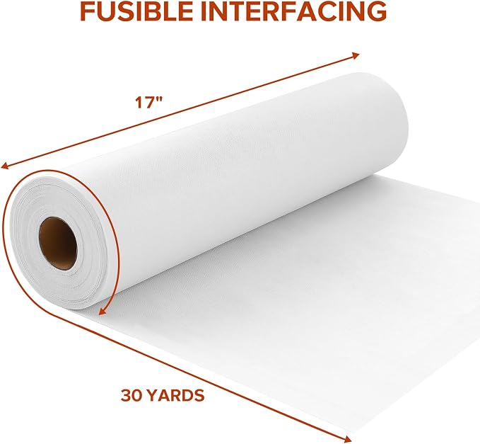 ZOMONETI Light Weight 17in x 30yd White Iron On Non-Woven Fusible Interfacing - Image 2