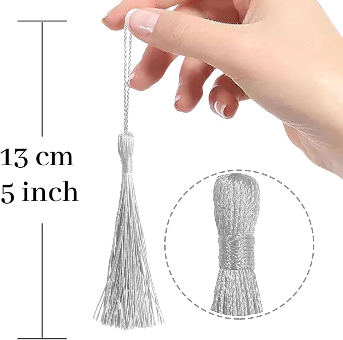 100 Pcs Silver Mini Tassels 13cm/5 Inch - Image 2
