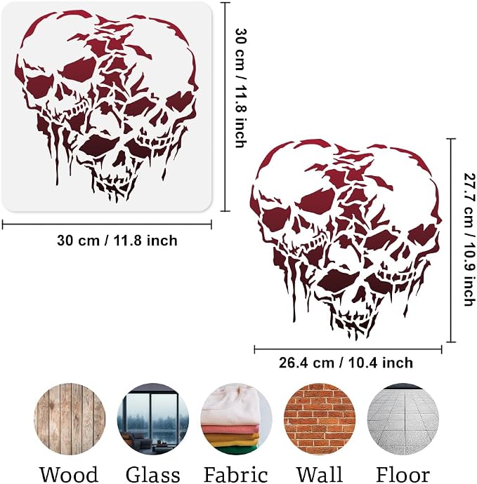 Triple Struggling Skulls Journal Stencil - Image 2