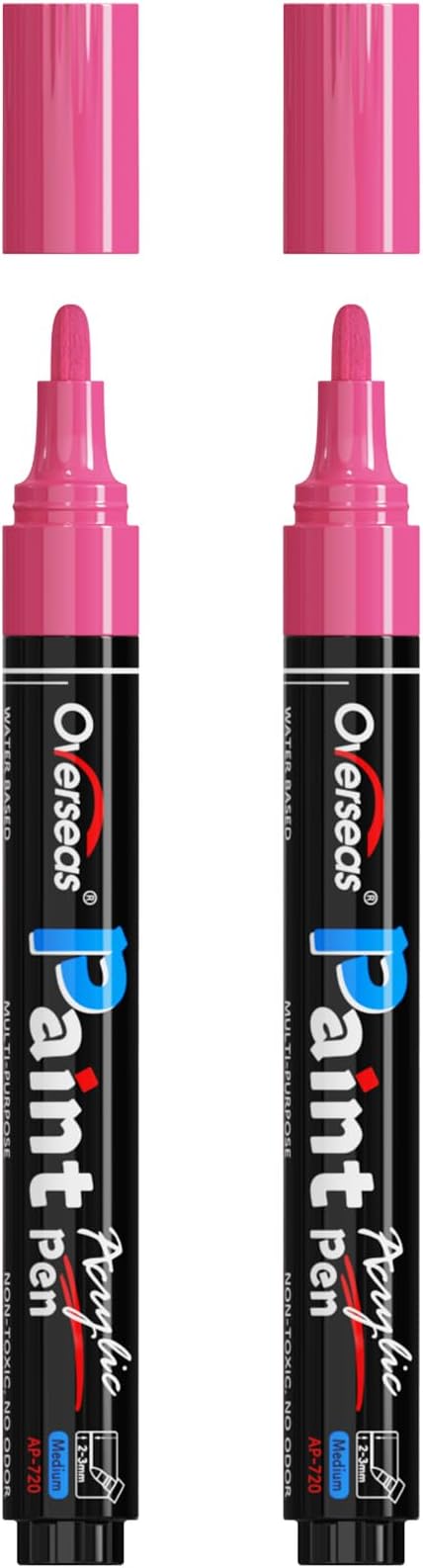 Overseas 2 Pack Pink Acrylic Paint Pens Permanent Markers, Medium Tip | by Overseas