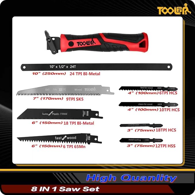 8-In-1 Multi Blades Hand Saw, Drywall Cutter. Hacksaw. Long Blade, Jab Saw - Image 3