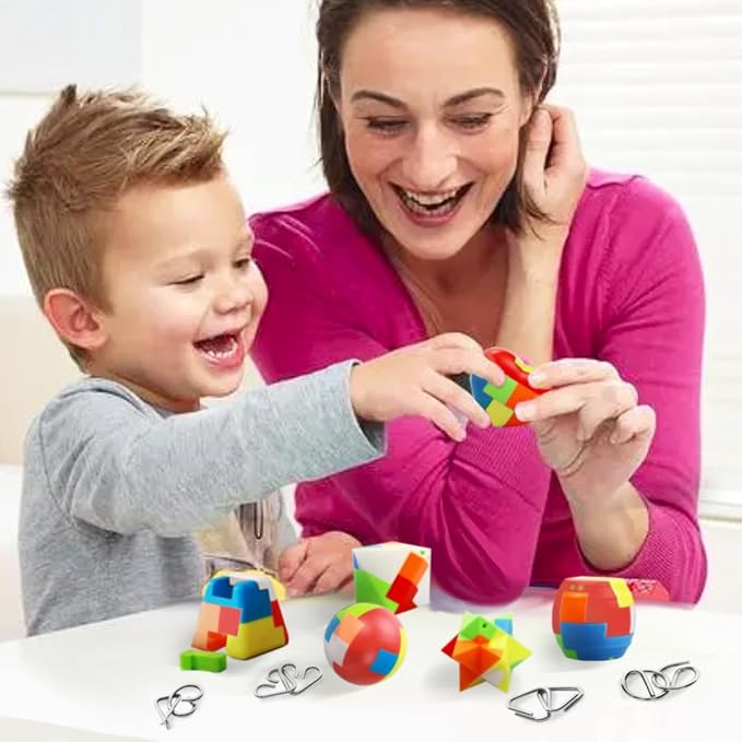 16 Pack Brain Teasers Puzzles for Kids & Adults, Brain Teasers Metal IQ Toys - Image 4