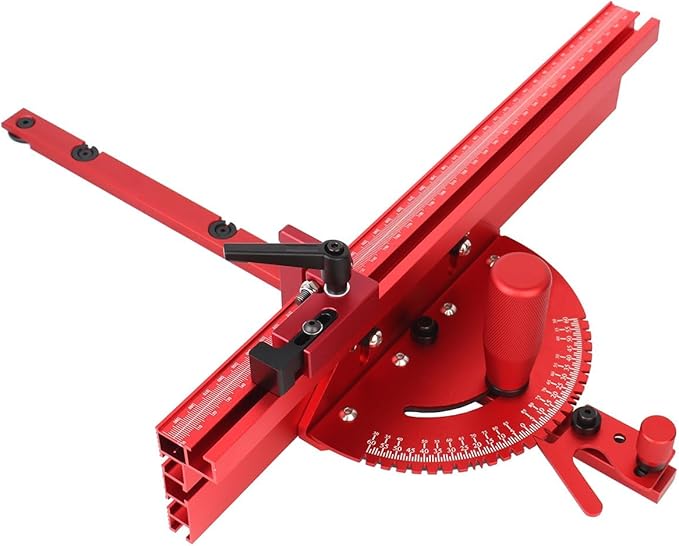 Table Saw Miter Gauge Works w/Table Saws, Band Saw and Router Table (Red)