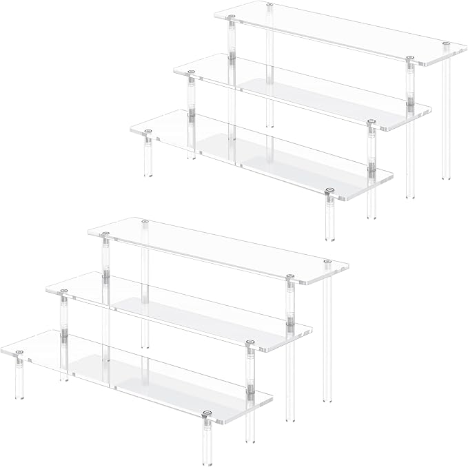 3 Tier Acrylic Display Risers, Large Perfume Organizer Stand | Clear Cupcake by Dooiclear