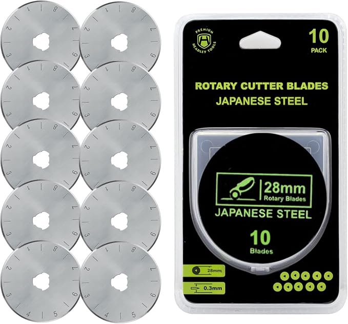 HEADLEY TOOLS 28mm Rotary Cutter Blades 10 Pack Fits Olfa, Replacement Rotary by HeadleyTools