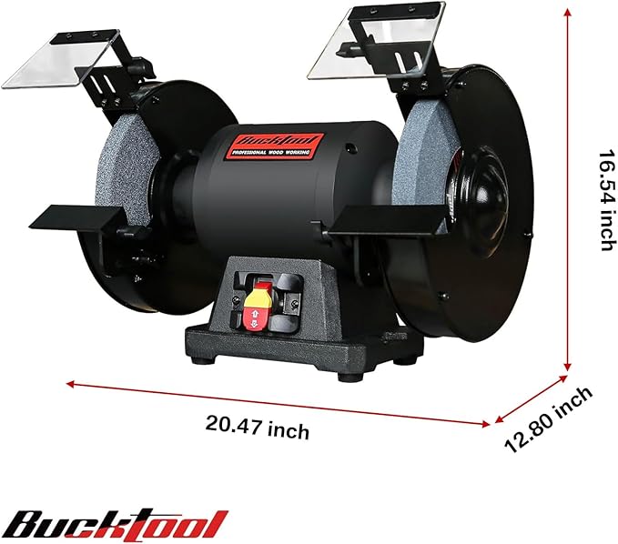 BUCKTOOL 2HP 10 Inch Low Speed Bench Grinder, 1750 RPM Table Grinder with 13A Motor, High Precision Wobble-free Wheel Grinder, TDS-250
