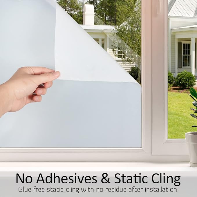HIDBEA Frosted Window Privacy Film Non-Adhesive, Reusable UV Protection Window - Image 5