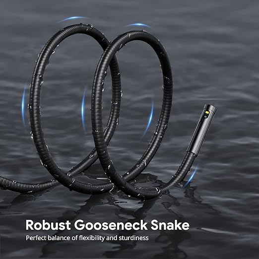 DEPSTECH Endoscope, 7'' IPS Screen Borescope Camera with Light, Triple-Lens Inspection Camera with Sound Recording, 1080P HD 7.9 mm Snake Camera, 16.5ft Gooseneck Camera for Automotive Wall Pipe HVAC