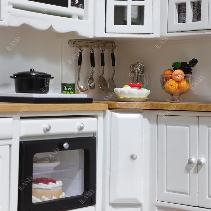 iLAND Dollhouse Furniture and Accessories Set Dollhouse Kitchen Modern Kit - Image 4