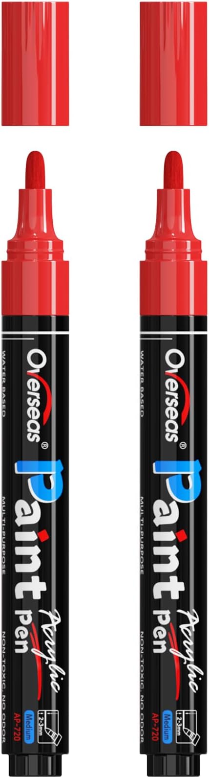 Overseas 2 Pack Red Acrylic Paint Pens Permanent Markers, Medium Tip | by Overseas