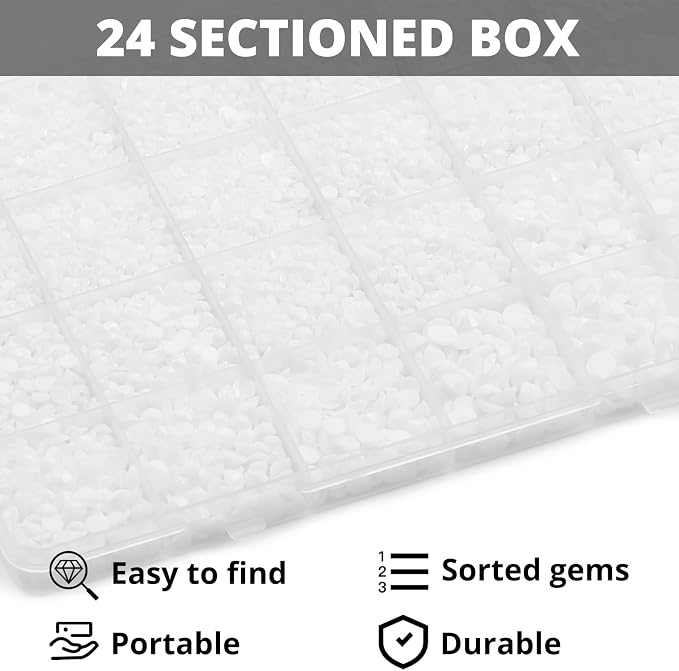 32000Pcs White Rhinestones for Bedazzling, Different Sizes 2-6mm Flatback Gems - Image 3