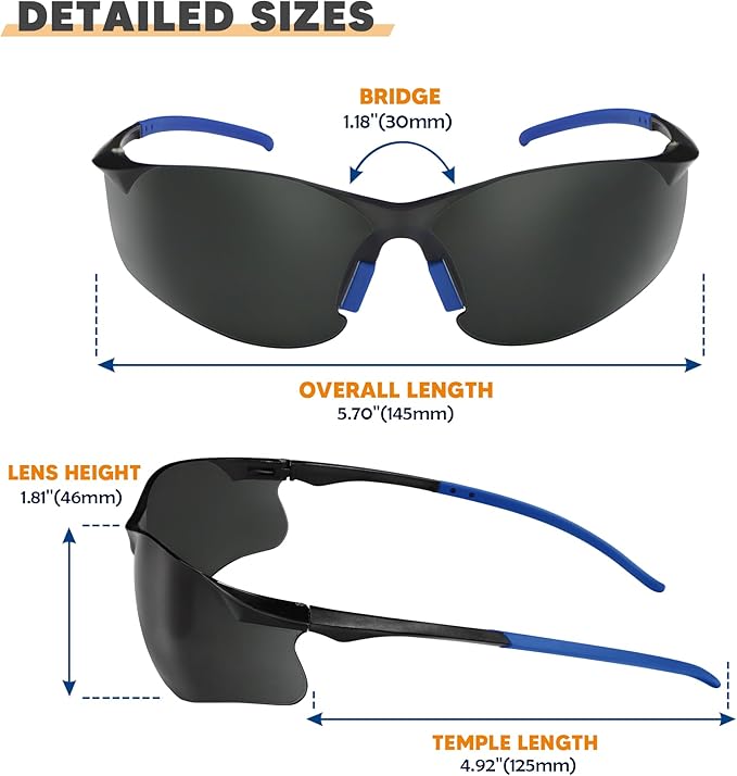 Safety Glasses Tinted 12 Pack, Protective Eyewear for Men Women UV Protection ANSI Z87.1, Safety Sunglasses Bulk Scratch Impact Resistant Eye Protection with Nose Pads for Construction Work Smoke