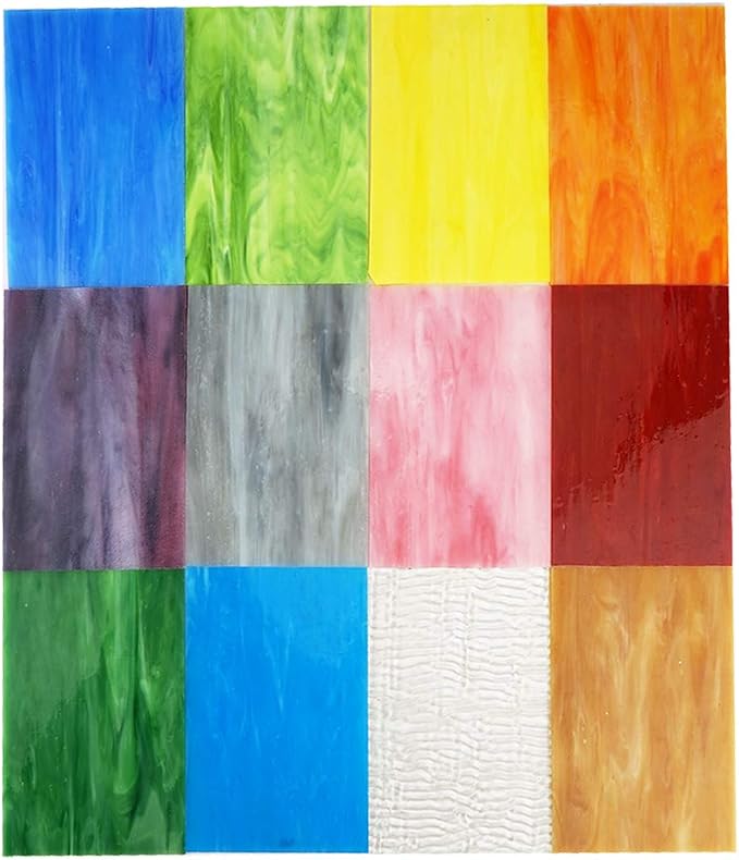 Lanyani（10 Sheets）Variety Stained Glass Sheets 4 x 6 inch Opal Art Glass Pack - Image 2
