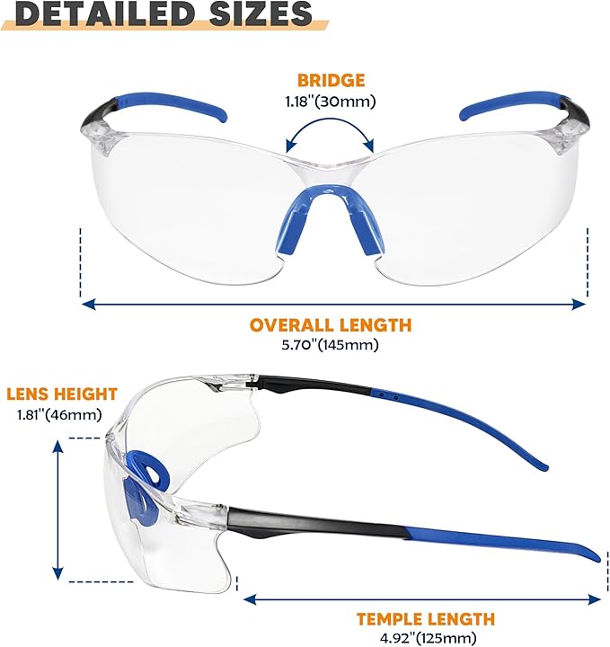 Clear Safety Glasses 24 Pack, Protective Eyewear UV Protection ANSI Z87.1, Safety Goggles Scratch & Impact Resistant, Eye Protection with Nose Pads for Men & Women Construction, Shooting, Lab Work