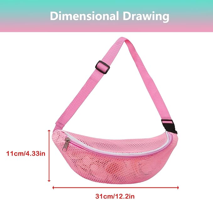 Mesh Beach Bag for kids, Shell Bags for Beach, Fanny Pack Shell Bags for - Image 3