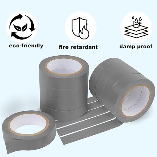 Romeda 9 Pack Electrical Tapes, Electrical Tape Water, Sun, and Oil Resistant, Electrical Tape is Suitable for Most Domestic, Commercial, and Industrial environments - Gray