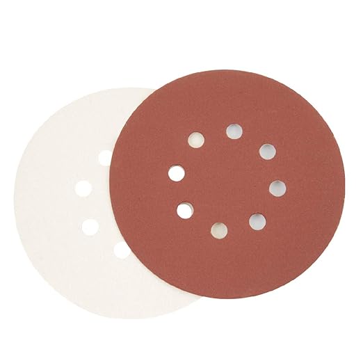 POWERTEC 45101, 90 Pack, 6"x 8 Holes, A/O Hook & Loop Sanding Disc | 60 80 120 180 240 320, Assorted Grits, Red