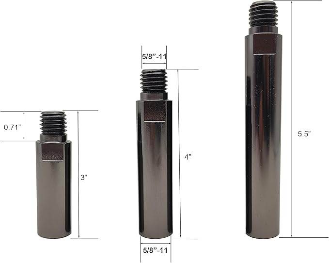 5/8"-11 Glossy Black Angle Grinder Extension Shaft Connecting Rod with Grinder Adjustable Spanner Wrench Flange Nut kit Car Polisher Airway Buff Extender Rotary Extension Kit(Black 3" & 4" & 5.5")