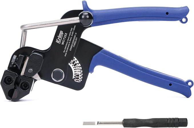 iCrimp Stainless Steel Cable Tie Tool Zip Gun Metal Zip Tensioner with Built-in Cutter, Release Tool included