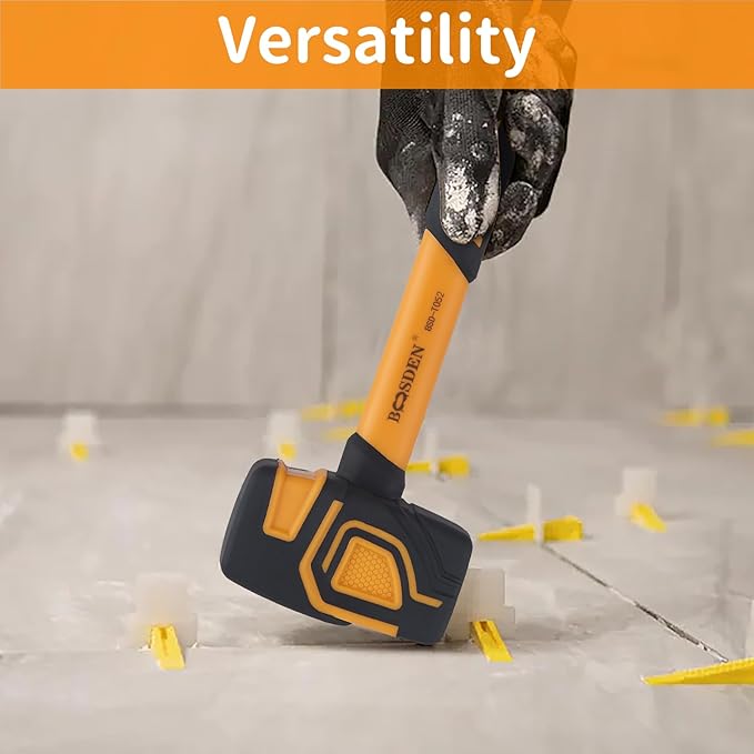 BOOSDEN Rubber Mallet, 10 oz Rubber Mallet Hammer, Rubber Hammer with Hook, Mallet Hammer with Solid Head & Ergonomic Grip Handle, Soft Face Hammer, No Damage for Flooring, Woodworking and Camping