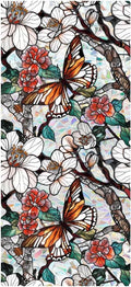 Retro Flower Window Privacy Film, Stained Glass Decals Floral Butterfly Privacy by JOONOR