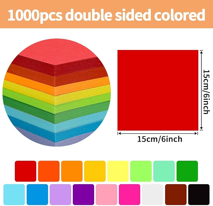 Praisebank Red Origami Paper, Double Sided Color, Origami Kit - Image 2