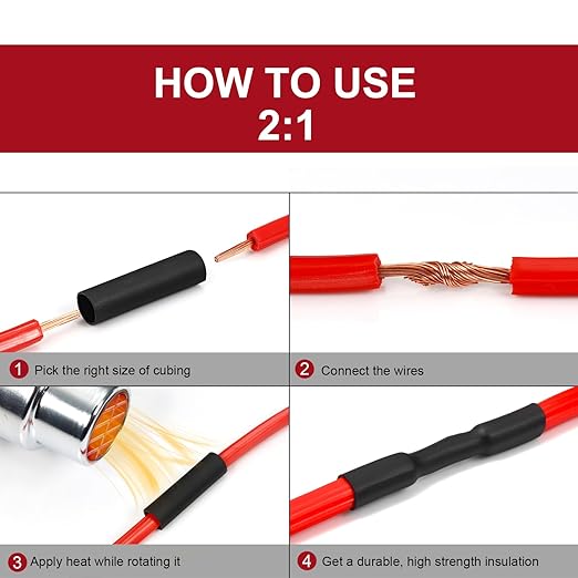 Chanzon 160 Pcs Heat Shrink Tubing Kit, 2:1 Black Heat Shrink Wrap Tubing with Length 1.5" 3" (inch), Polyolefin Sleeving 2 to 1 Heat-Shrink Tube
