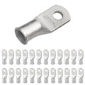 SELTERM 25pcs 1 AWG 1/4" Stud Marine Grade Tinned Copper Battery Cable Lugs, 1 Gauge Ring Terminals, UL Wire Lugs Electrical Cable Ends, Terminal Connectors