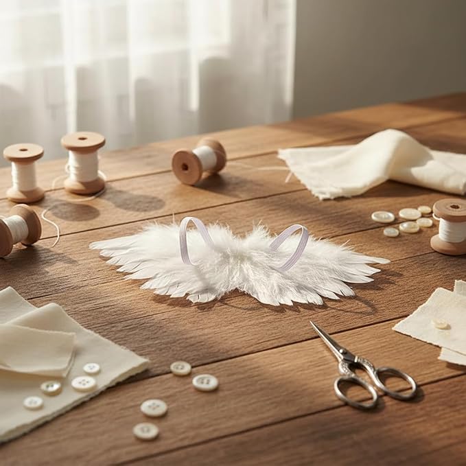1 Pc White Mini Black and White Angel Feather Wings Doll Feather Wings - Image 5
