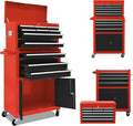 13-Drawer Tool Chest with Double Door and wheels, Large Detachable Toolbox with Sliding Drawers, Mechanic Tool Box Storage Cabinets, Metal Tool Cart for Garage Workshop (RED＆BLACK)