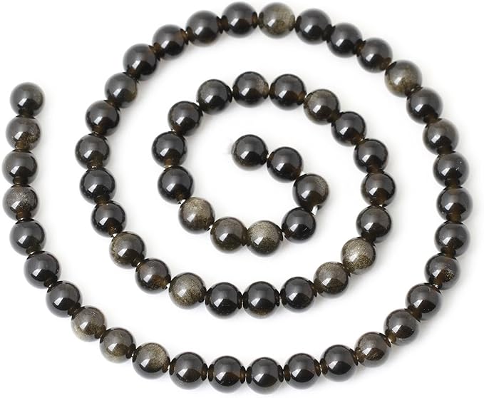 60PCS 6mm Natural Golden Obsidian Gemstone Round Loose Beads Crystal Energy - Image 2