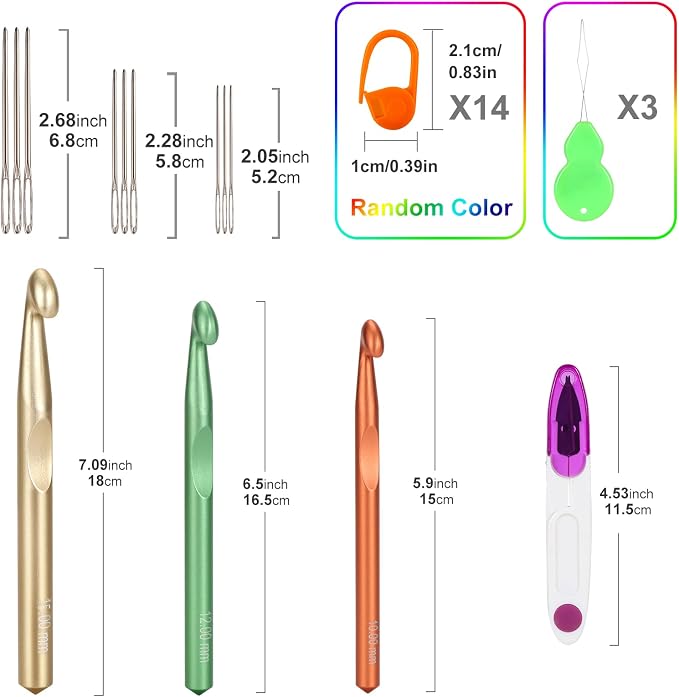 Vodiye 3 Sizes Large Crochet Hooks 10-15mm, Ergonomic Crochet Hook Set - Image 3