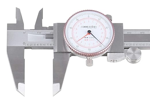Accusize Industrial Tools 0-6''/0-150 mm by 0.001''/0.02 mm Inch/Metric Dual Needle Precision Dial Caliper Stainless Steel, P920-S236