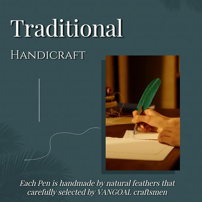 VANGOAL Vintage Black Feather Pen and Ink Set, Classic Series Goose Quill - Image 2