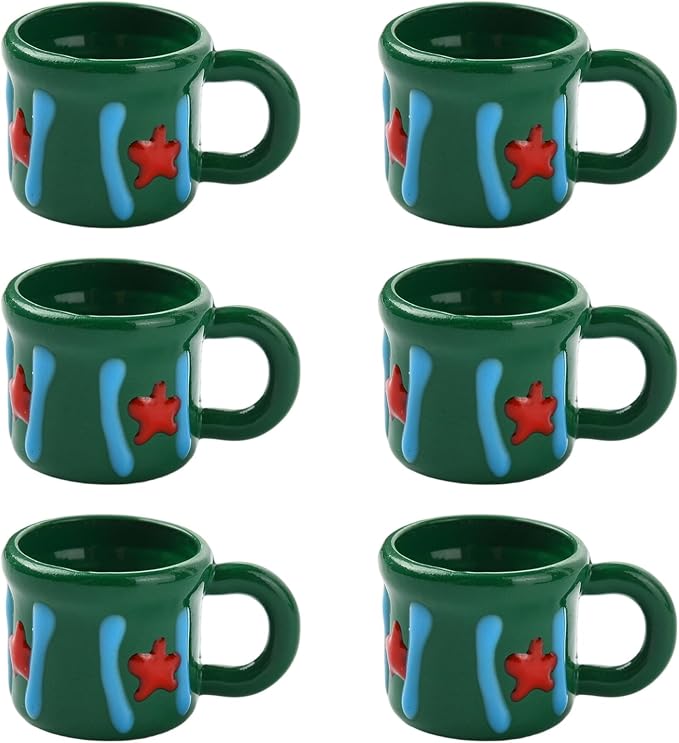 FASHEWELRY 6Pcs Alloy Mini Tea Cups by FASHEWELRY