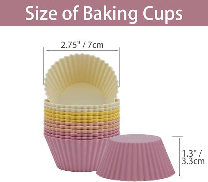 Silicone Baking Muffin Cups 12 Pack, Reusable Cupcake Liners Cake Molds - Image 6