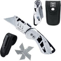 Folding Utility Knife Stainless Steel Holster Nylon Pouch Belt Clip Box Cutter Knife Carry Case Utility Knife & Clip Navaja De Trabajo Roofing Cuchilla de Bolsillo