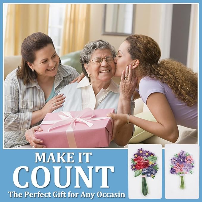WEBEEDY Paper Quilling Kit 20 Sets Flower Card Quilling Kit - Image 7