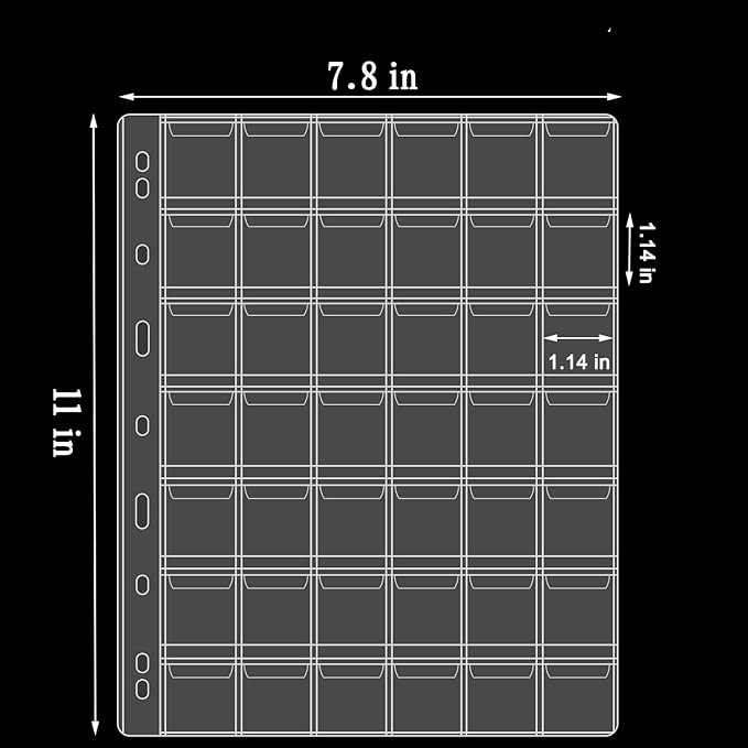 10 Sheets Coin Collection Pages, Coins Pocket Page - Image 3