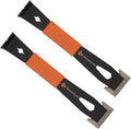 9.5" Trim Bar Pry Bar - Patented Small Pry Bar with Bolt Remover & Nail Puller for Home Improvement & Construction - Flat Bar with Shock-Absorbing Grip & Wide Winged Ends, 2pk