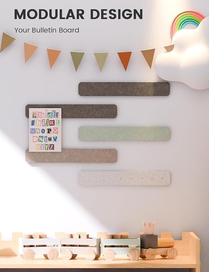 Fluxynara Cork Board Alternative Felt Strip Board 5-Pack 13"x2", Office Pin - Image 5