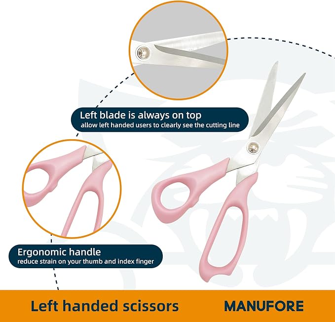 MANUFORE Left-Handed Sewing Tool Kit -8.5in Lefty Fabric Scissors, 4.5in Thread - Image 2