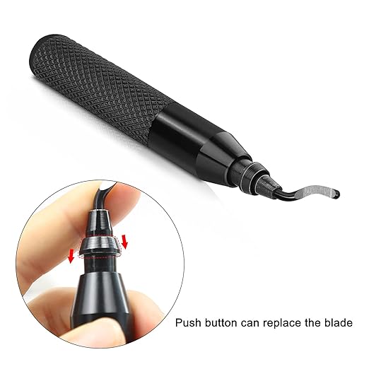 Deburring Tool Set with 10 High-Speed Steel BS1010 Blades – Askwhy Rotary Burr Removal Tool for Metal, Plastic, 3D Prints, PVC Tubes – Efficient Deburrer for Aluminum, Copper, and More (Black)
